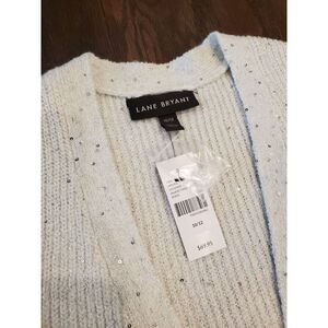 NWT Lane Bryant 10/12 Open Front Cardigan Sweater Glitter Sequin Sparkle Gray